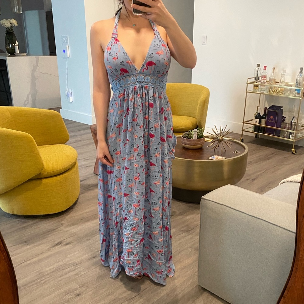 Beautiful beach vacation dress w flamingos